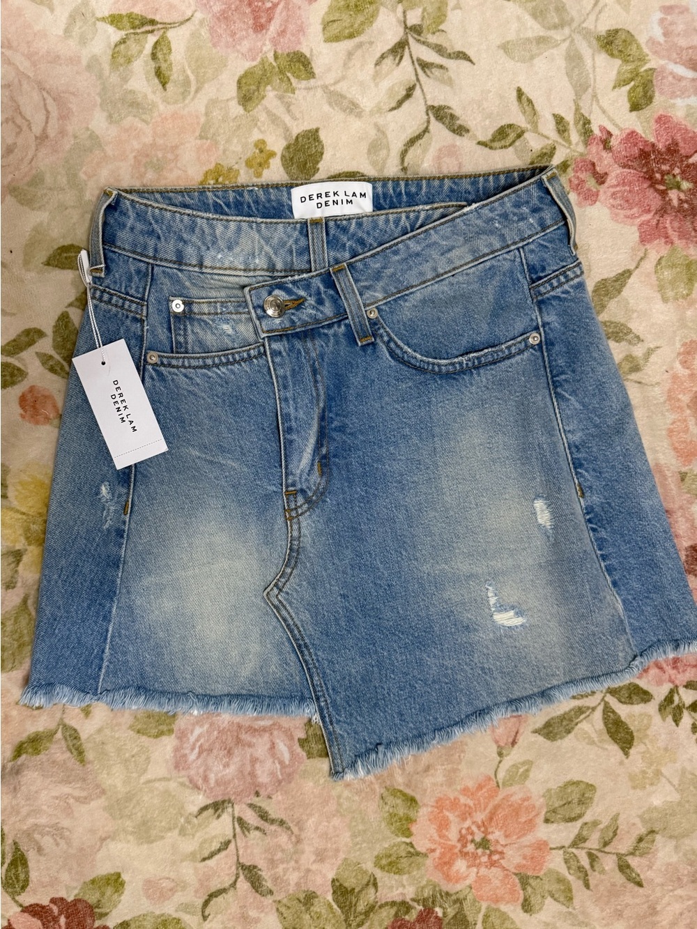 Derek Lam NWT Y2K Denim Crossover Distressed CLEO Mini Skirt - Picture 3 of 9